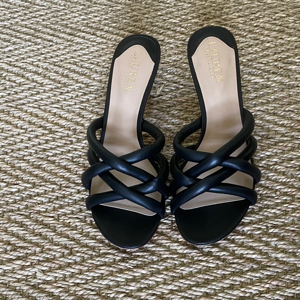 Lauren Ralph Lauren Black Crisscross Slide Heels
